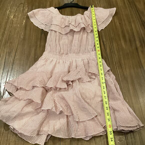 Designers Remix Charlotte Eskildsen Milly pinstripe pink white ruffle mini dress - Picture 4 of 9